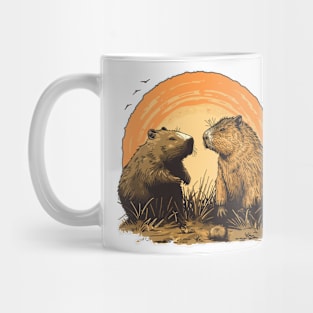 Wombat and Capybara Sunset Mug